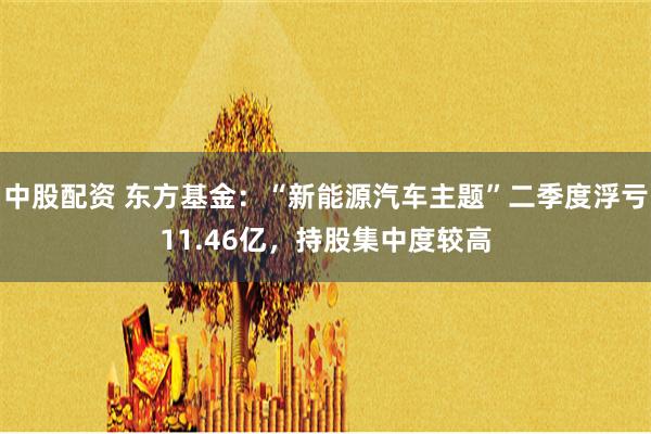 中股配资 东方基金：“新能源汽车主题”二季度浮亏11.46亿，持股集中度较高